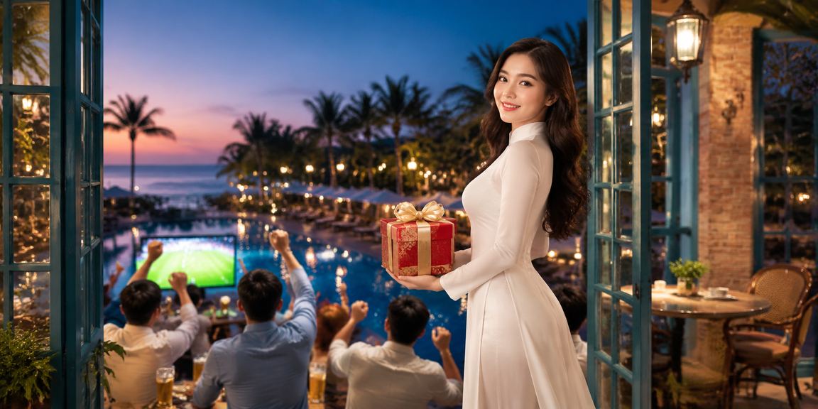 Người dùng xem mã voucher cá cược bên bờ biển Mũi Né